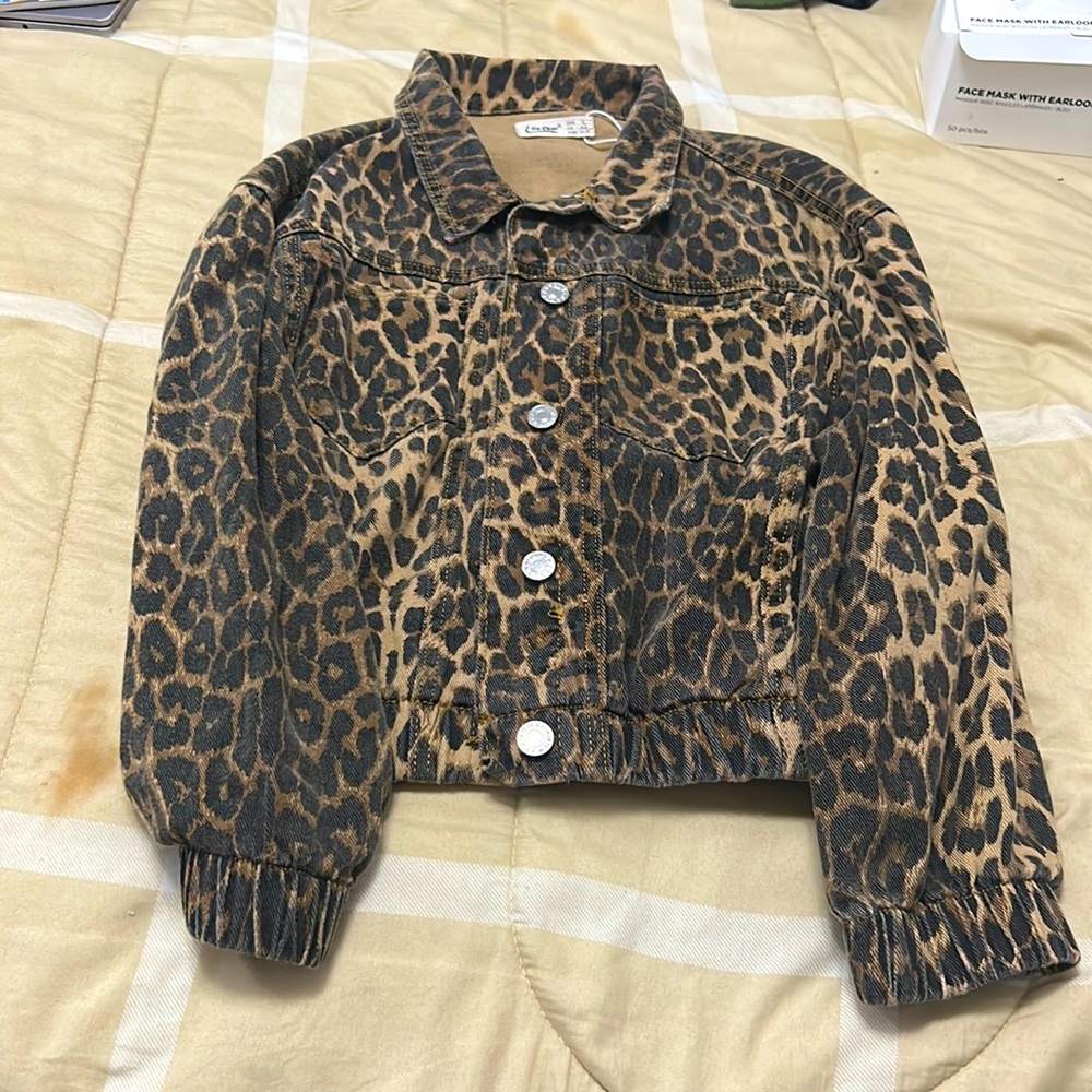Leopard print Jean jacket